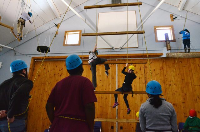 Merrowvista family program climbs dangling duo