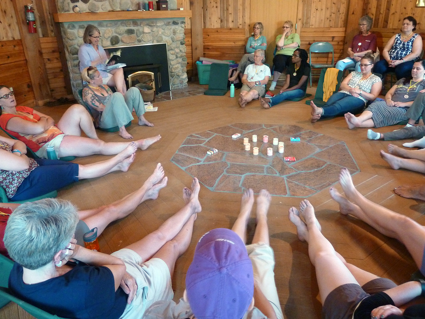 Women share stories in a circle