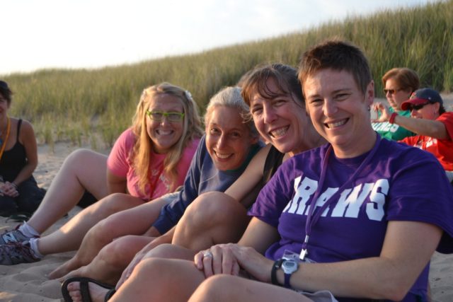 friends on the Lake Michigan beach